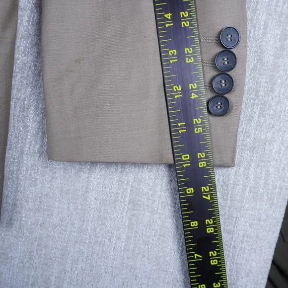 Zara Men 2 Piece Suit Set Size 42 Beige 100% Wool 36x30 Trousers Classic Fit - Picture 11 of 16